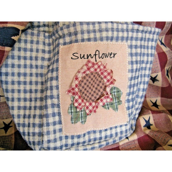 New Prim Rustic Handmade 7” Autumn Fall Felt Sunflowers w/ Bag Home Decor - Picture 8 of 12